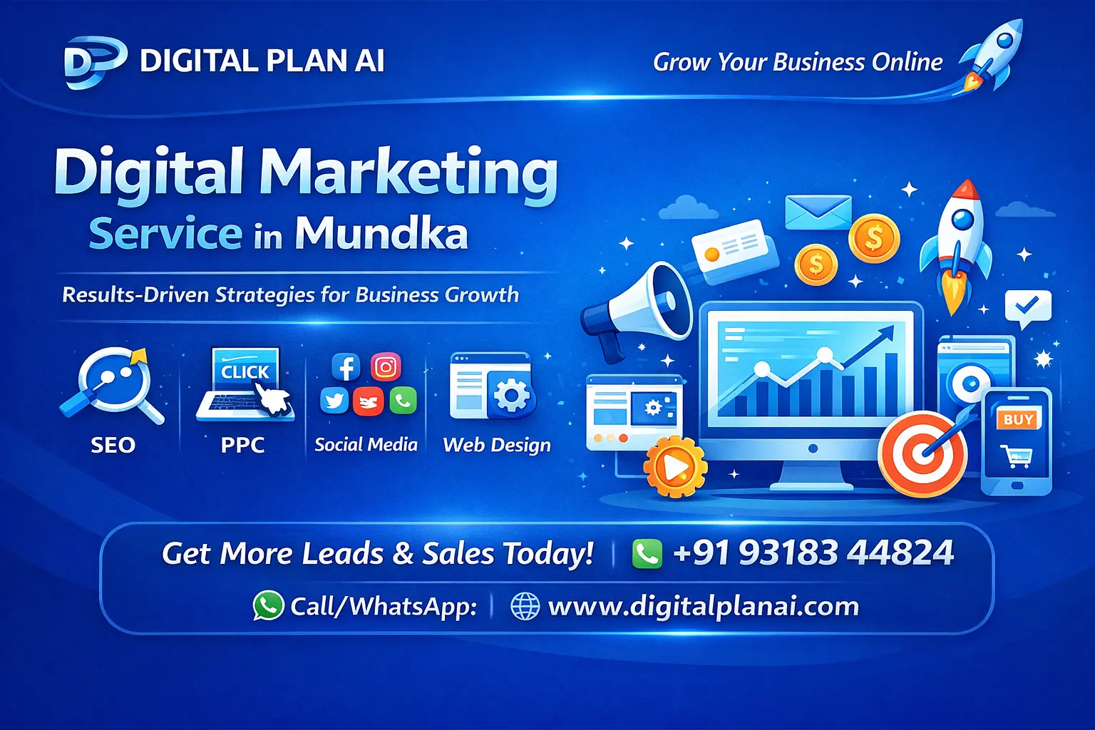 Digital Marketing Service in Mundka by Digital Plan AI offering SEO, PPC, social media marketing and web design solutions.