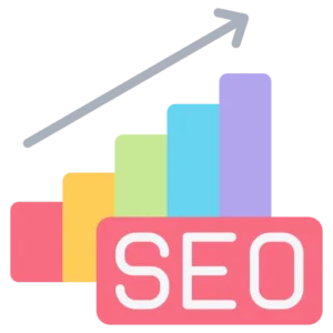 SEO illustration with an upward growth chart representing search engine optimization.